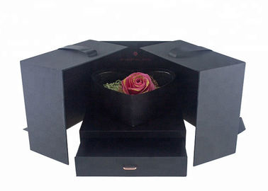 comprare Contenitore di regalo del fiore di forma del cuore con la decorazione del nastro di apertura del doppio del cassetto fabbricazione online