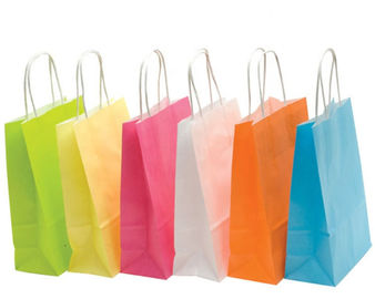 Sacchi di carta colorati riciclabili di Kraft, sacchi di carta su ordinazione di Brown per i grandi magazzini fornitore