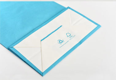 Il colore blu ha stampato il logo di Customzied dei sacchi di carta di Kraft con la maniglia di carta torta fornitore