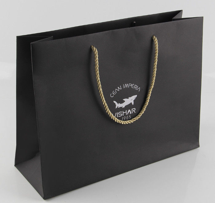 Il colore nero ha stampato elasticità dei sacchi di carta di Kraft l'alta con la maniglia di nylon della corda fornitore