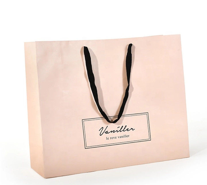 La maniglia piana del cotone progetta i sacchi di carta per il cliente, colore rosa stampato dei sacchetti della spesa di carta fornitore