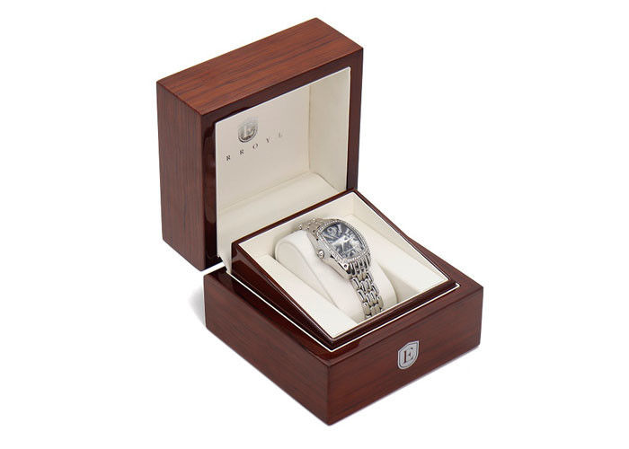 Classico scelga il materiale di legno solido della lacca di lucentezza della scatola di presentazione dell'orologio fornitore