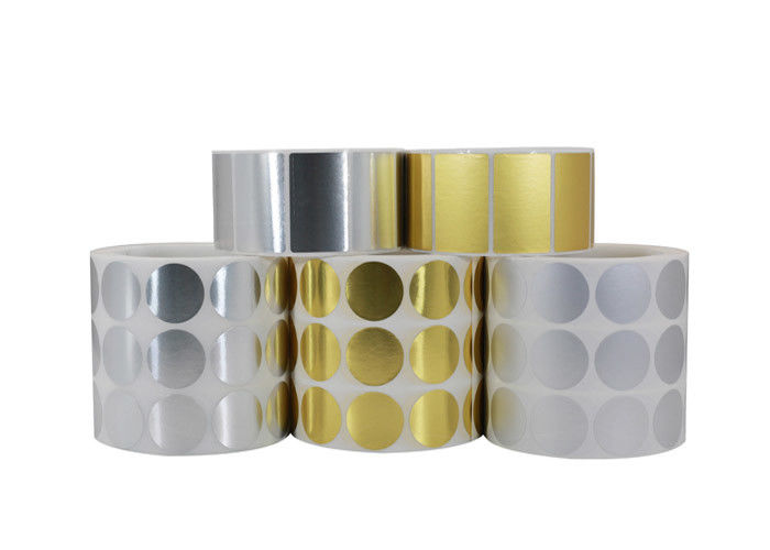 Oro su ordinazione termoresistente delle etichette adesive/materiale stagnola d'argento qualsiasi forma disponibile fornitore