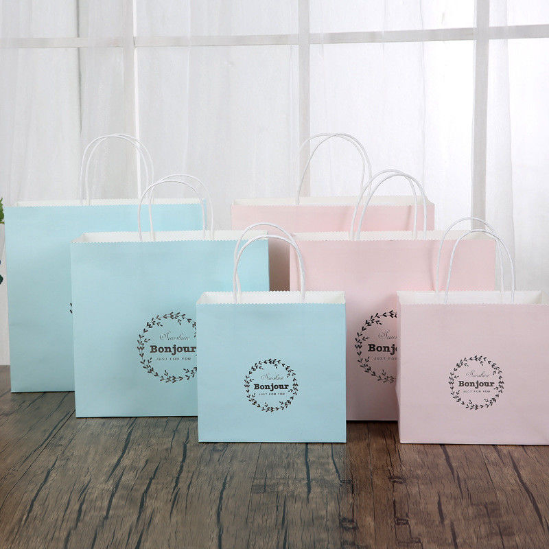 Blu-chiaro/rosa ha personalizzato il materiale bianco di carta della carta kraft delle borse 150gsm Del regalo fornitore
